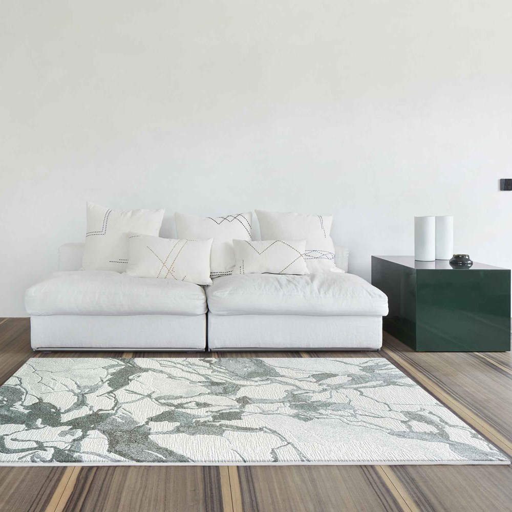 Milano 46014 6141 Abstract Marble Rugs in Grey